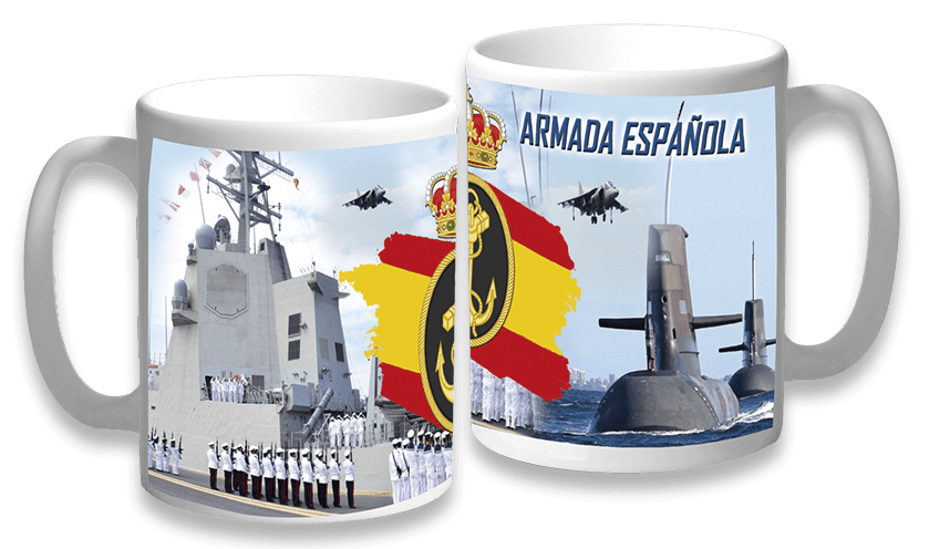 taza armada española militar ceramica
