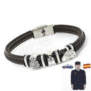 Pulsera Piel y Plata - Policía Nacional