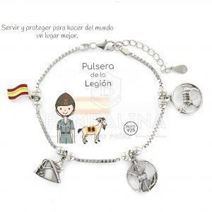 Pulsera Mujer Legión Plata y Cuero