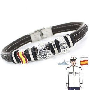 Pulsera Piel y Plata - Armada Española