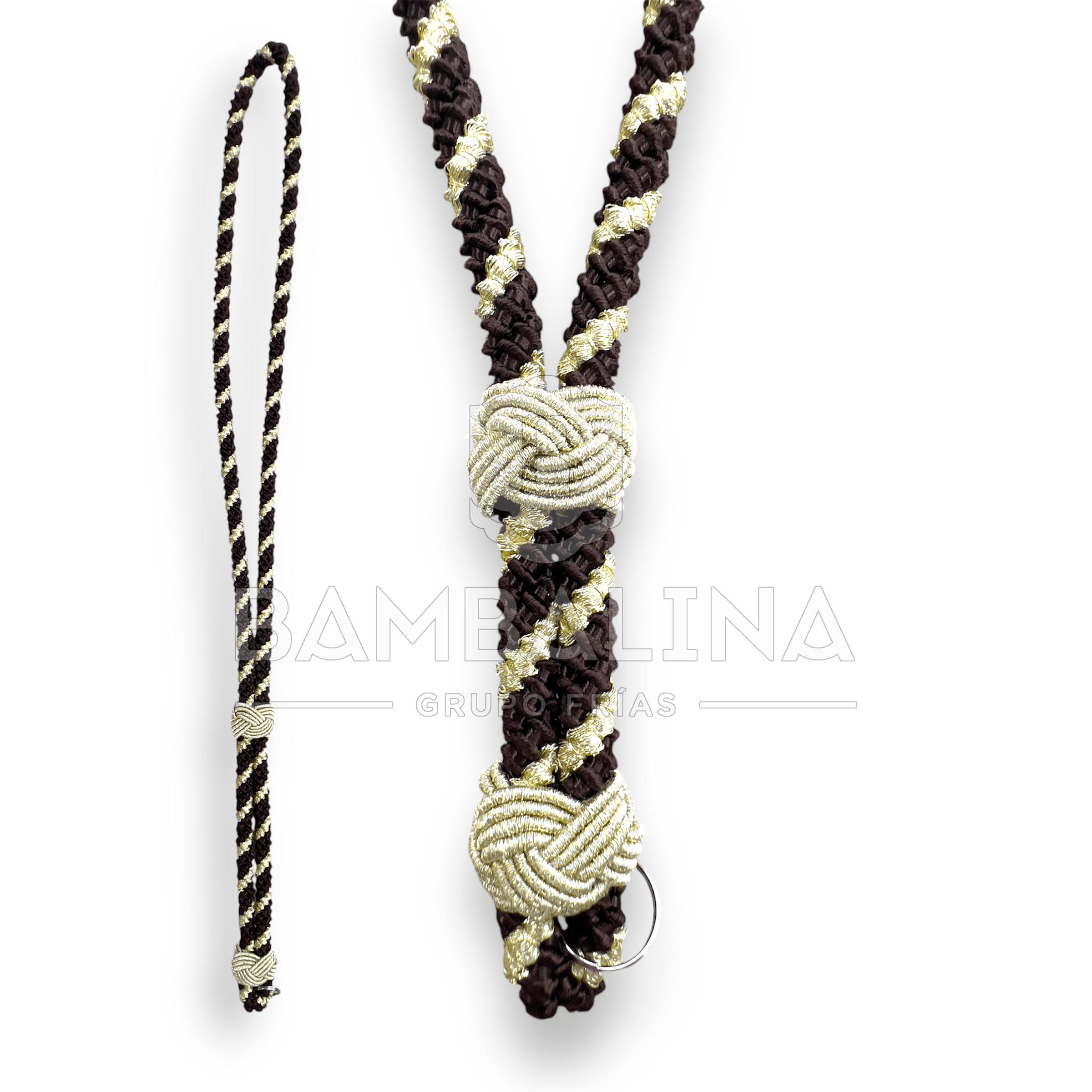 Cordón medalla marrón y oro metal