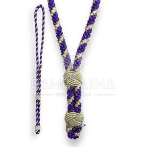 Cordón medalla morado oro metal