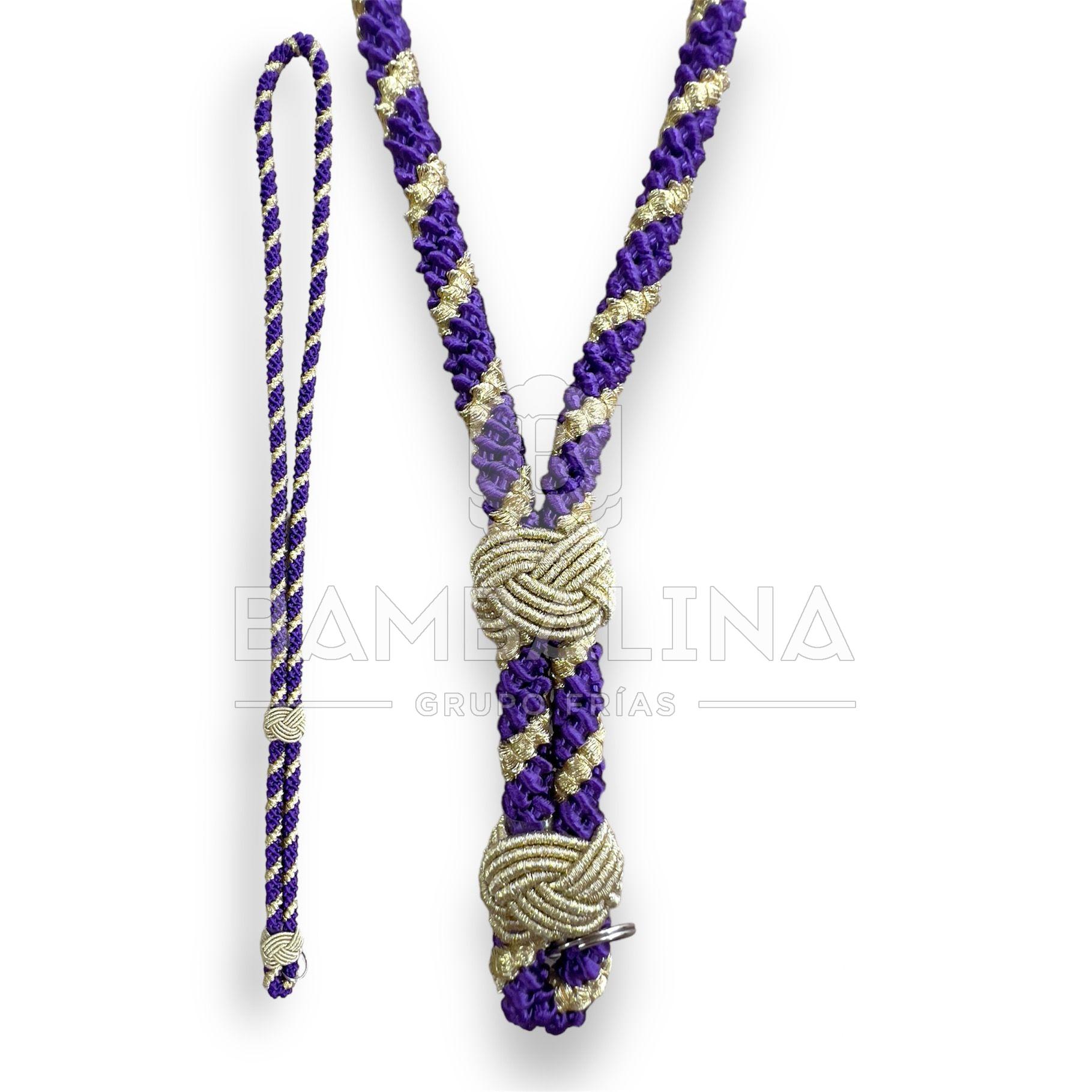 Cordón medalla morado oro metal