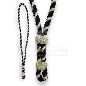 Cordón medalla negro oro metal