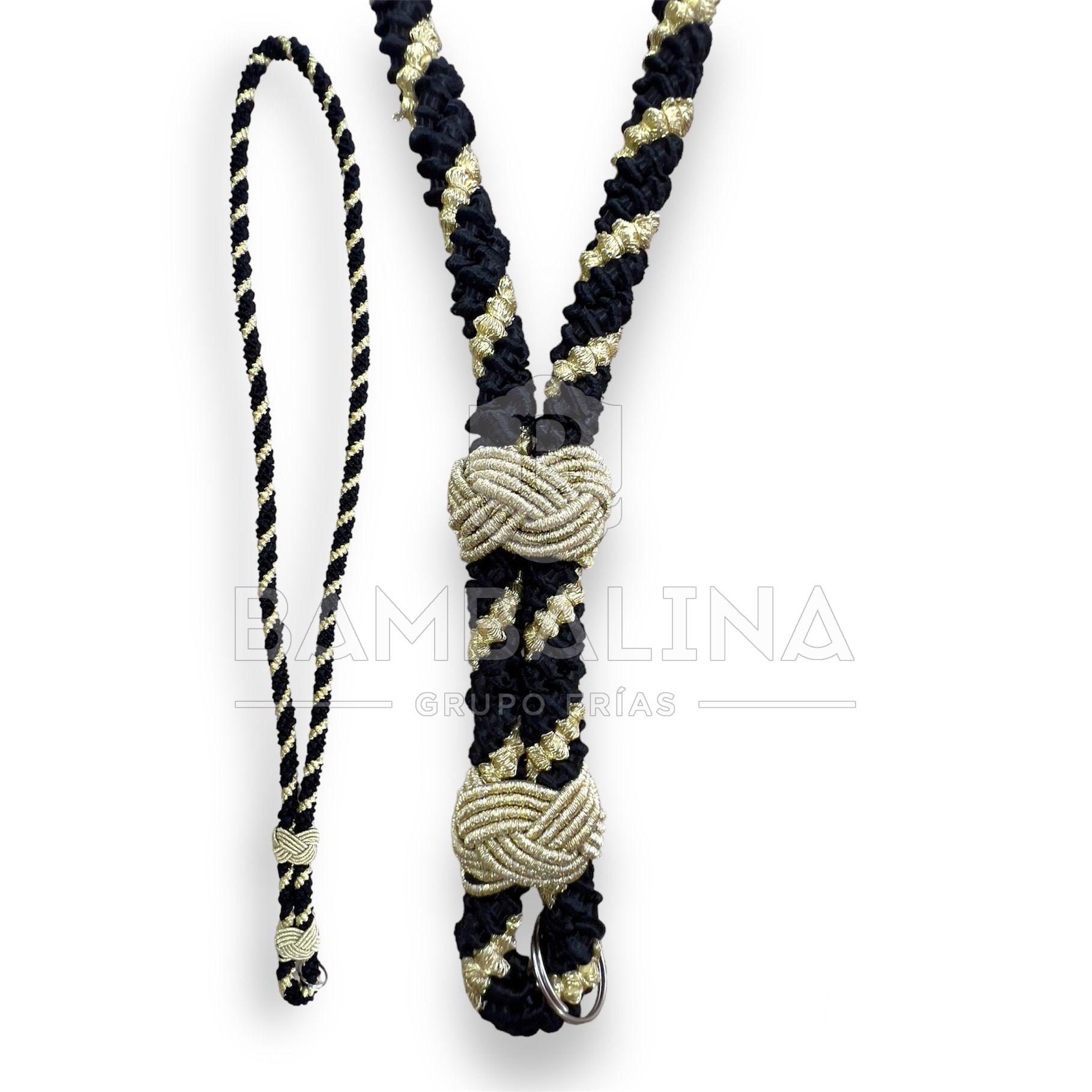 Cordón medalla negro oro metal
