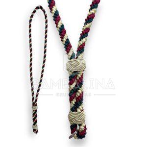Cordón medalla Burdeos verde y oro metal