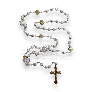 Rosario metal rosas y cruces